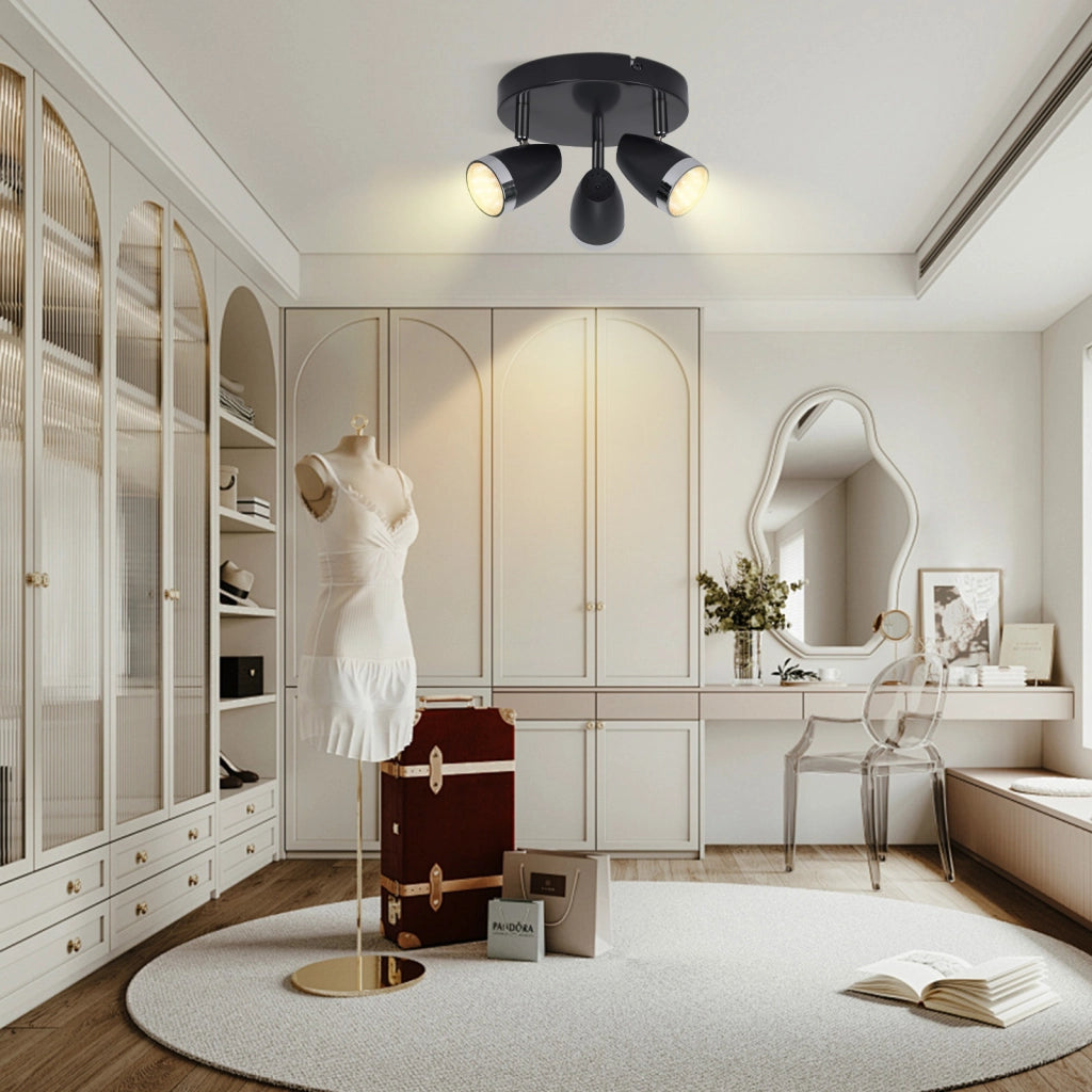ZMH Faretto da soffitto a 3 luci da 12W orientabile a 350° Lampada da soffitto Soggiorno