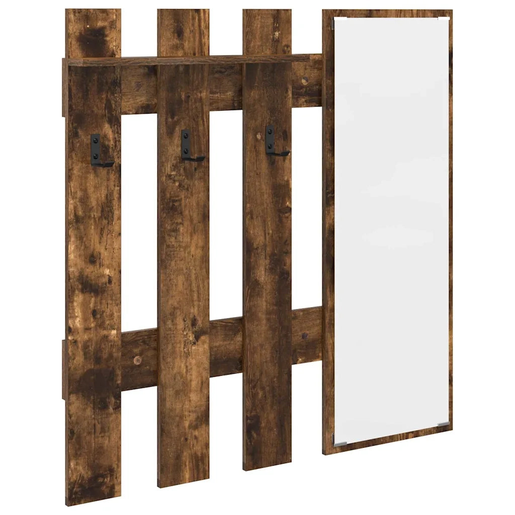Appendiabiti a muro con specchio Rovere fumé 100 x 10 x 100 cm 874511