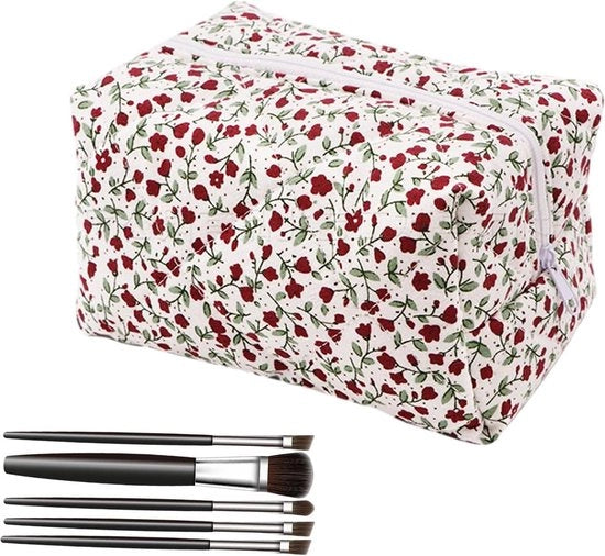 Organizzatori di cosmetici - Borse da toeletta in cotone trasportabili - Borse di stoccaggio con imbottitura e fodera a righe - per viaggio e lavoro - vacanza e shopping.