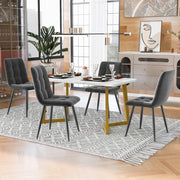 Set tavolo da pranzo rettangolare con 4 sedie; MDF grigio