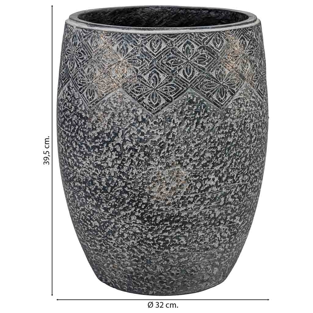 Vaso in fibra di vetro grigio 32x32x39,5 cm