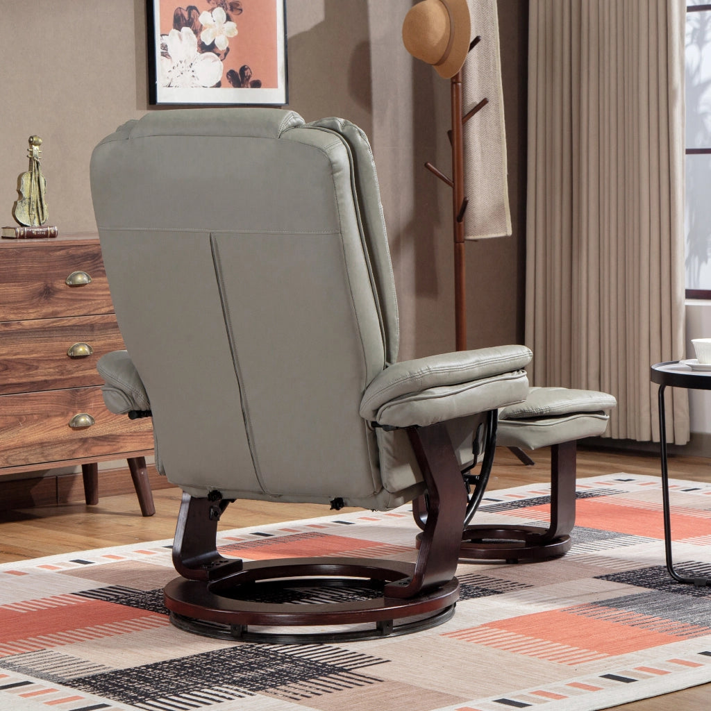 Poltrona relax reclinabile massaggiante con poggiapiedi ¨C zephmum ¨C marrone similpelle 360¡ã girevole