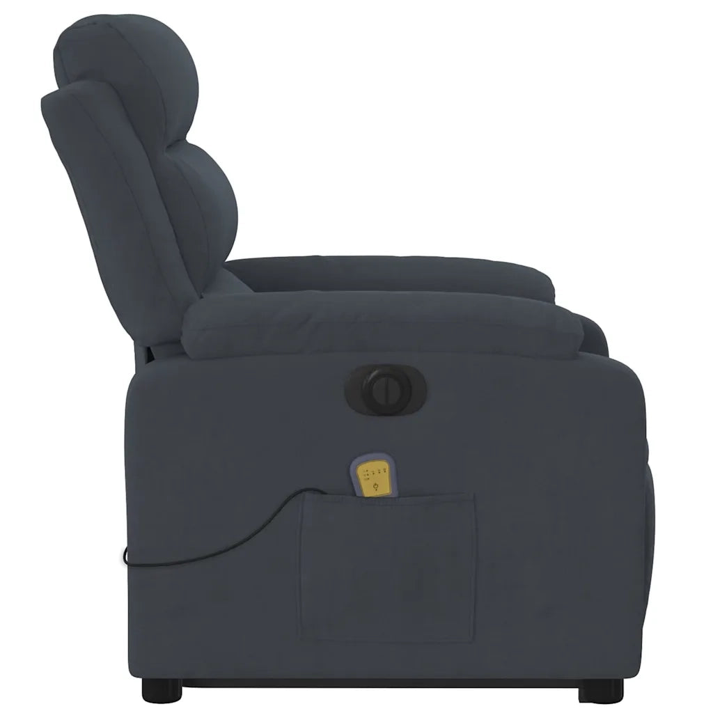 Poltrona Alzapersona Massaggio Elettrica Grigio Scuro Velluto 3205126