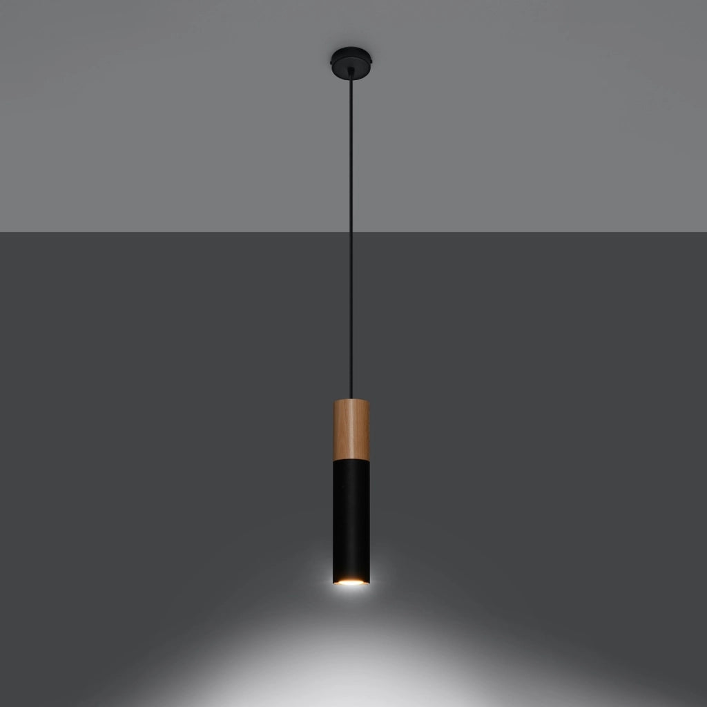 Lampada a sospensione MARCOS Pure Lume nera legno GU10