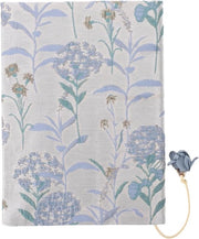 Boechiusa con fiori e pennello, regolabile, azzurro cielo - Adatto per libri A5 Hardcover e Paperback, protezione diari