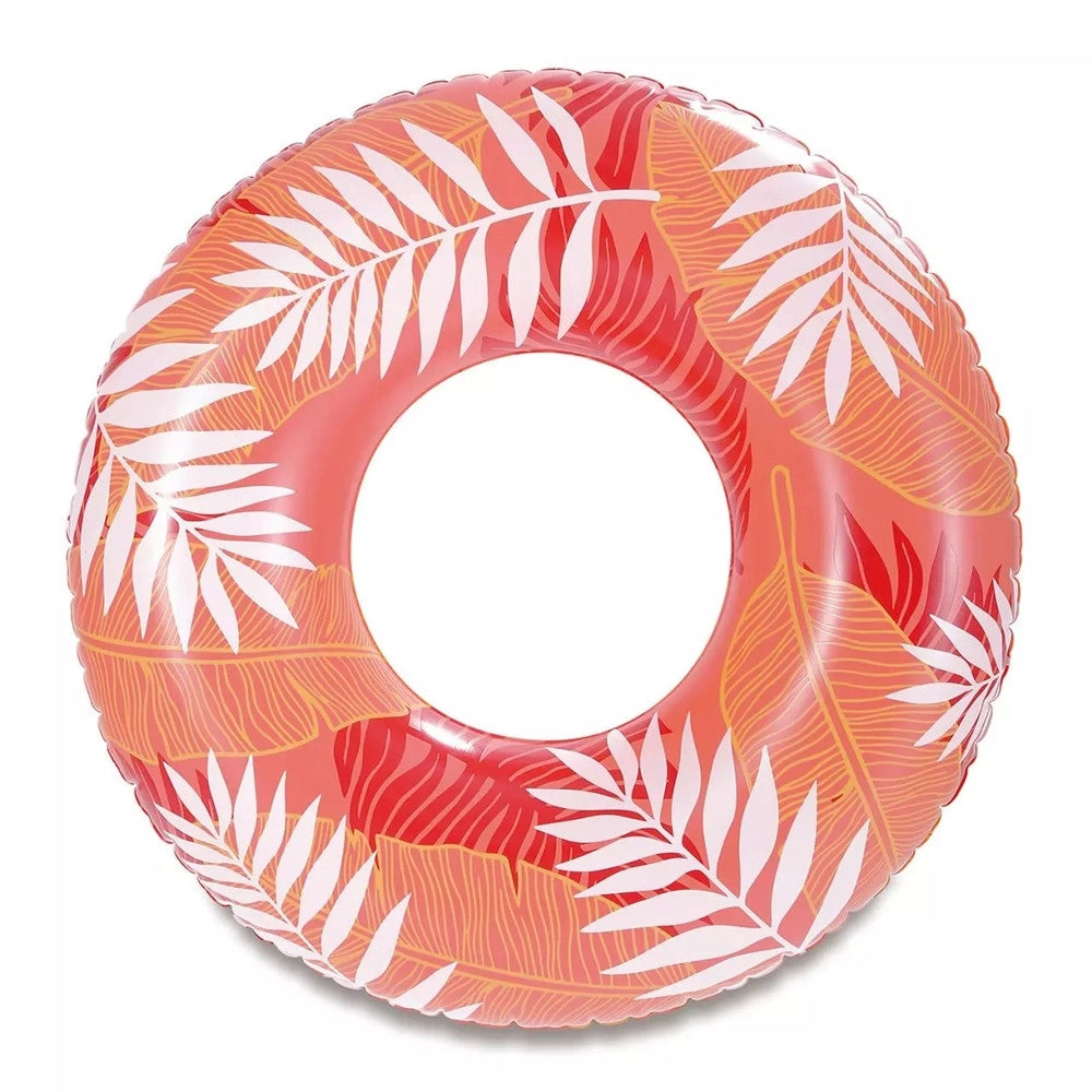 Trade Shop - Salvagente Gonfiabile Anello Galleggiante Piscina Tropicale Rosso Corallo 91cm 017549 -