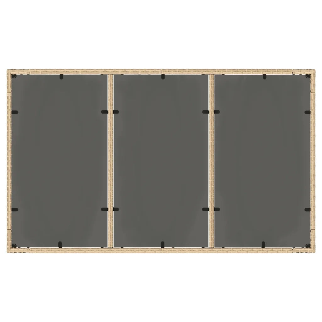 Tavolo da Giardino Piano in Vetro Beige 150x90x75 cm Polyrattan 365533