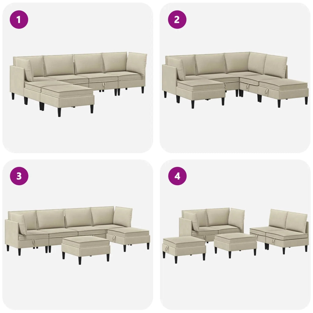 Set di mobili per il soggiorno 6 pcs Sabbia Tessuto 3413792
