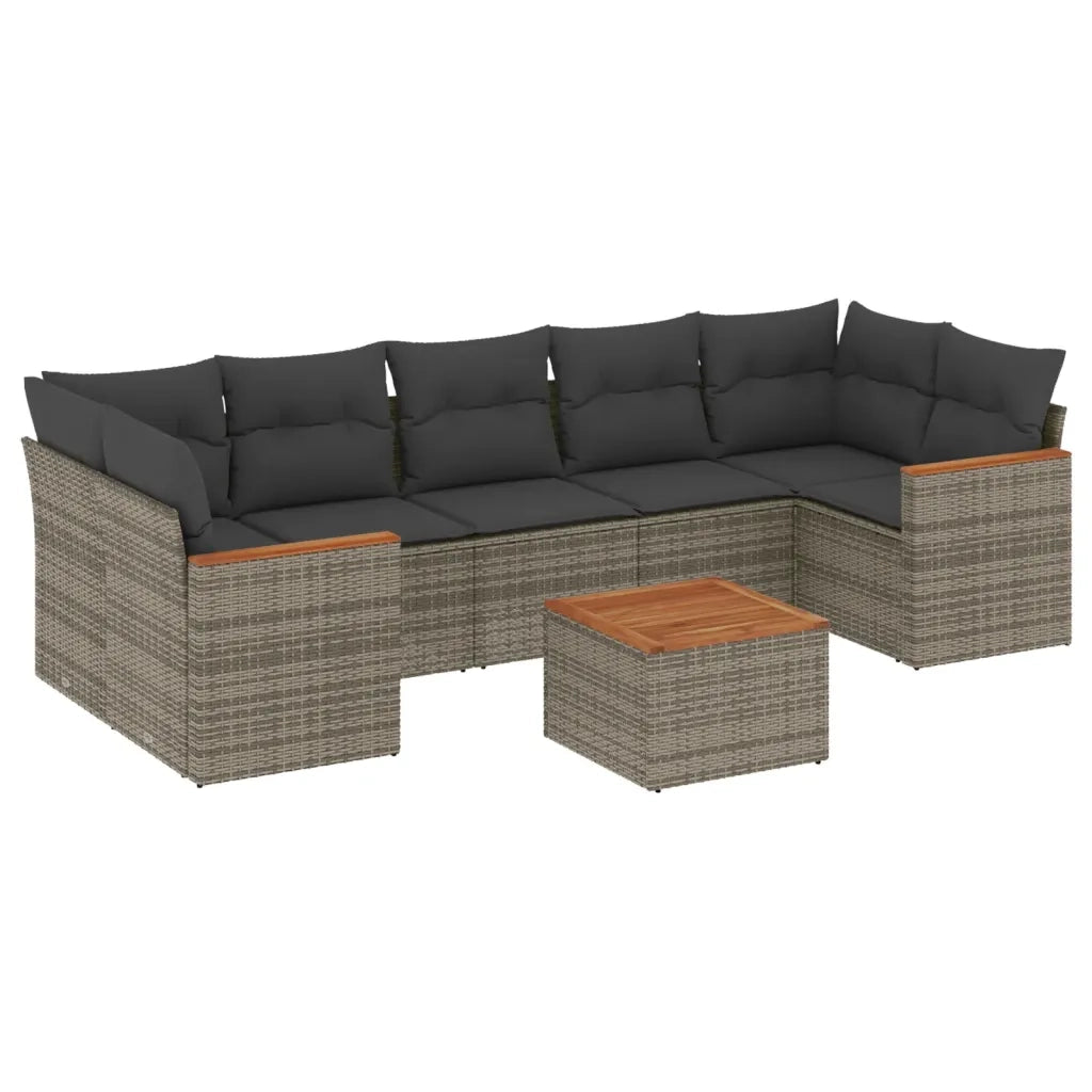 Set Divano da Giardino 8 pz con Cuscini Grigio in Polyrattan 3258217