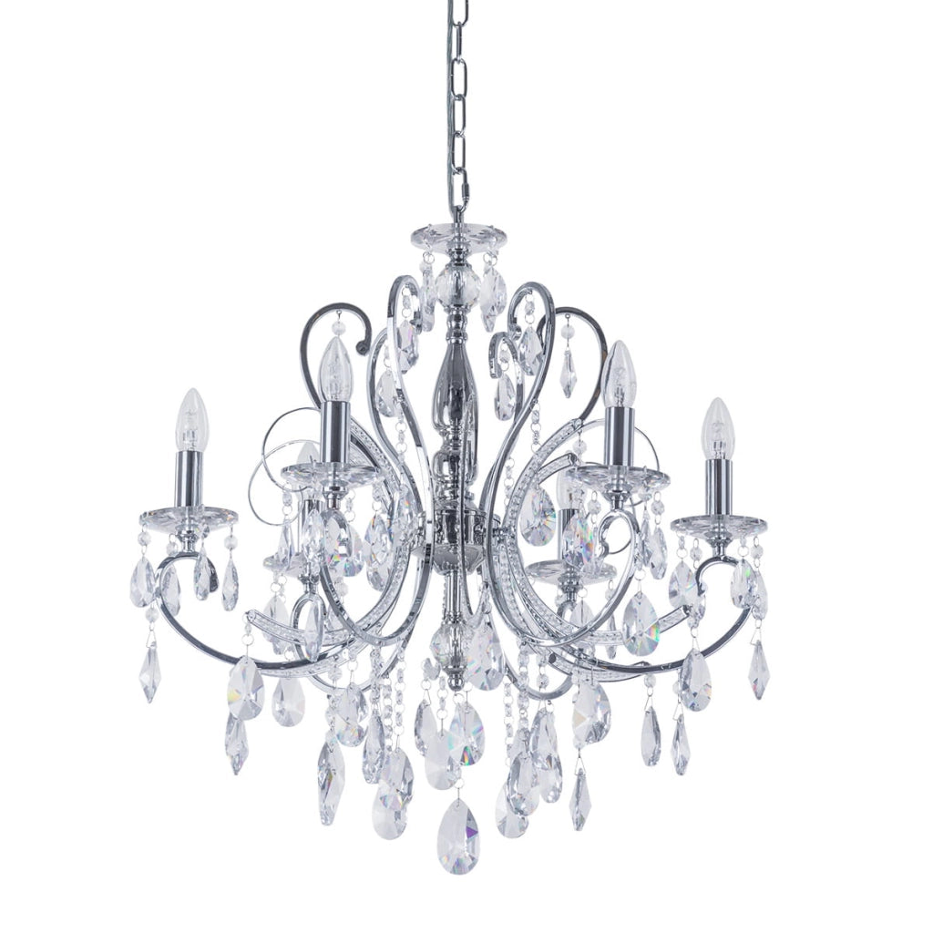 Lampadario Italux Barocco 6 luci E14 cristallo cromo