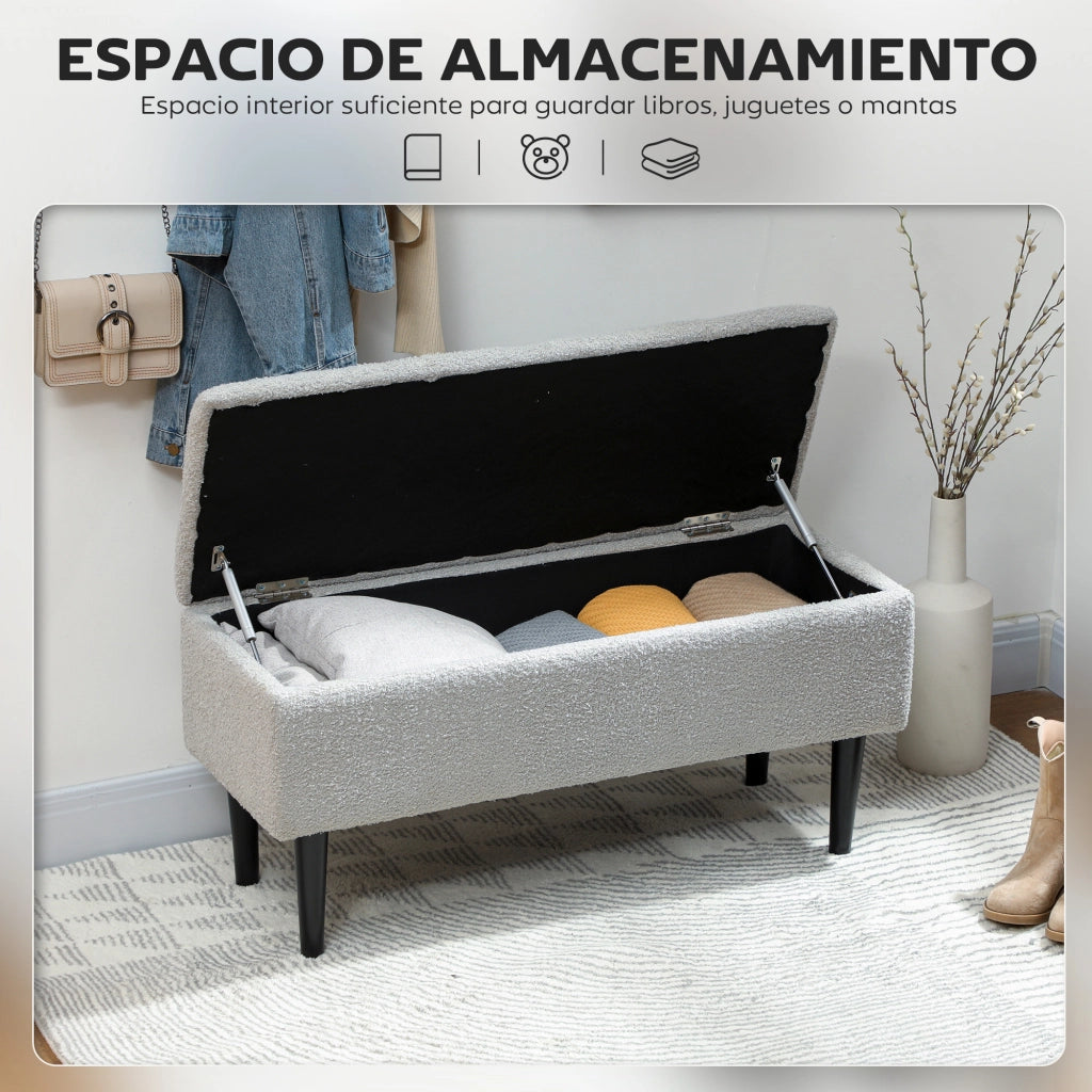 Pouf Contenitore Imbottito Grigio ¨C Zephmum ¨C 95x38x45 cm