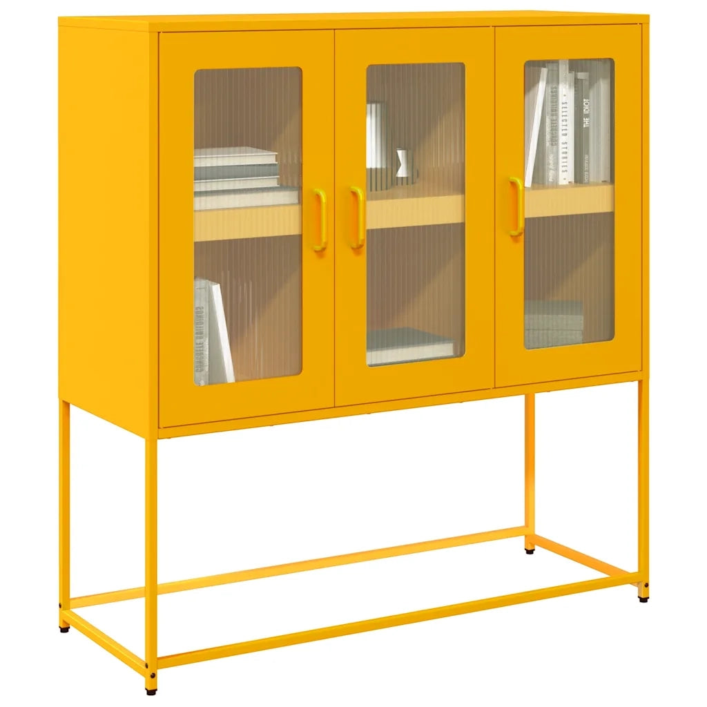 Credenza-Buffet-Armadio da cucina Giallo Senape 100,5x39x107cm Acciaio Laminato Freddo 910222