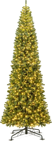 Albero di Natale Artificiale Pre-illuminato 360 cm con 2536 Rami in PVC, 1030 Luci LED Bianco Caldo, Albero di Natale da Interno ed Esterno, Connettore di Alimentazione Rapido