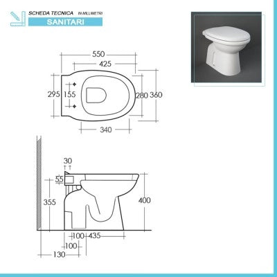Set di sanitari serie Karla composto da wc  bidet e copriwater