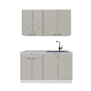 Cucina completa Fame-Line GrigioBeige/Bianco 140 cm senza piano di lavoro Vicco
