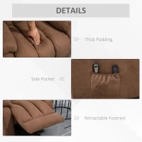 Poltrona Elettrica Alzapersona Massaggiante Reclinabile con Telecomando, in Tessuto, 91x93x103cm, Marrone