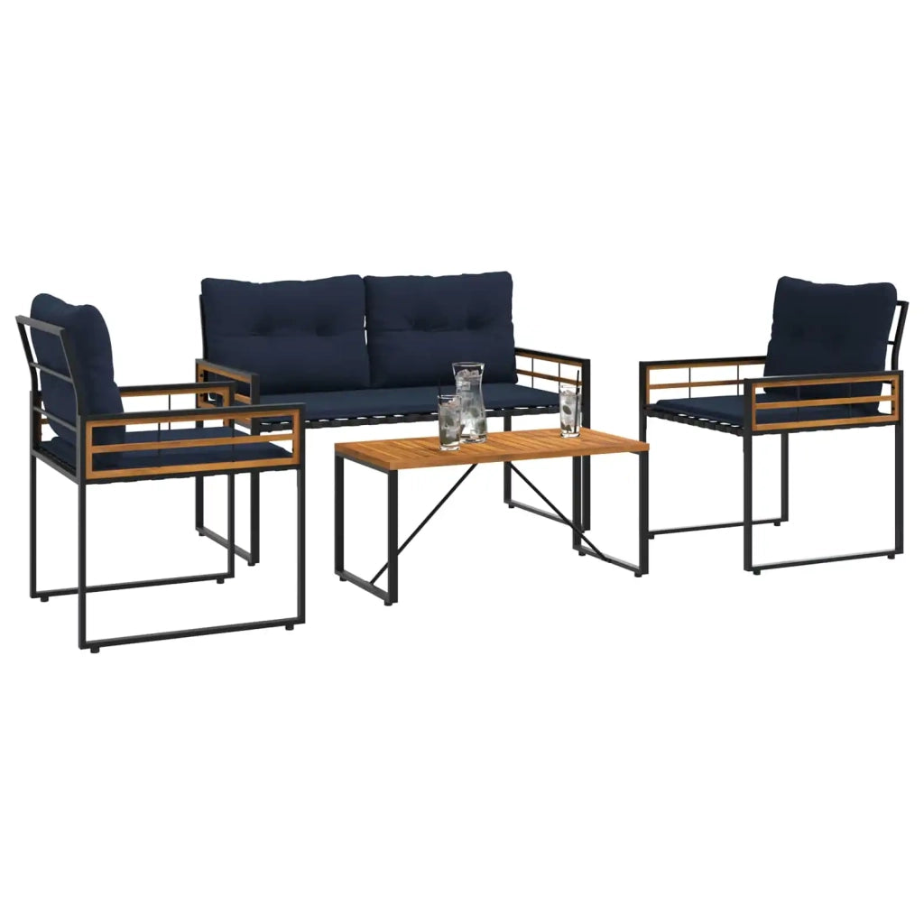 Set di Mobili da Esterno con cuscino 4 pcs Navy 42026929