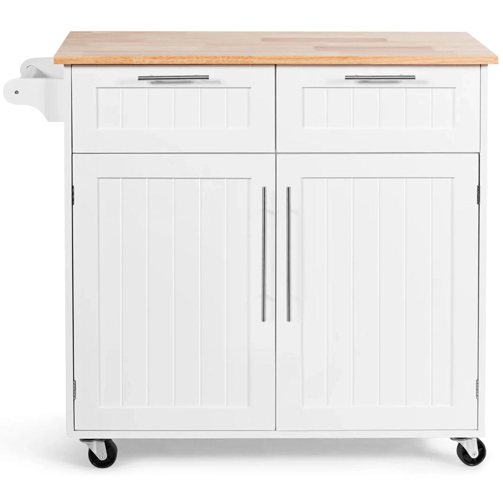 Carrello da cucina su ruote 94 x 45 x 94,5 cm 2 cassetti e 2 ante pratico e decorativo contenitore in legno bianco 20_0011653