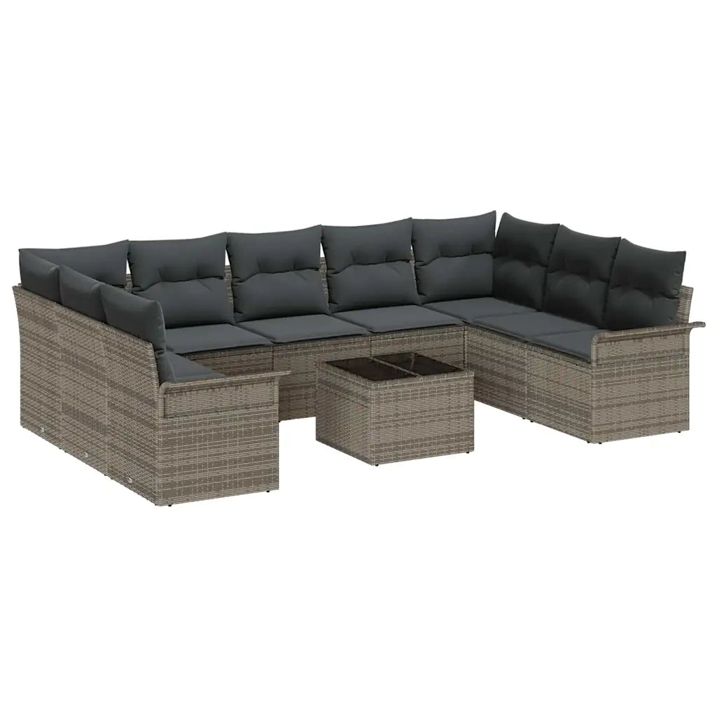 Set Divano da Giardino con archiviazione 10 pcs Nero polyrattan 3354198