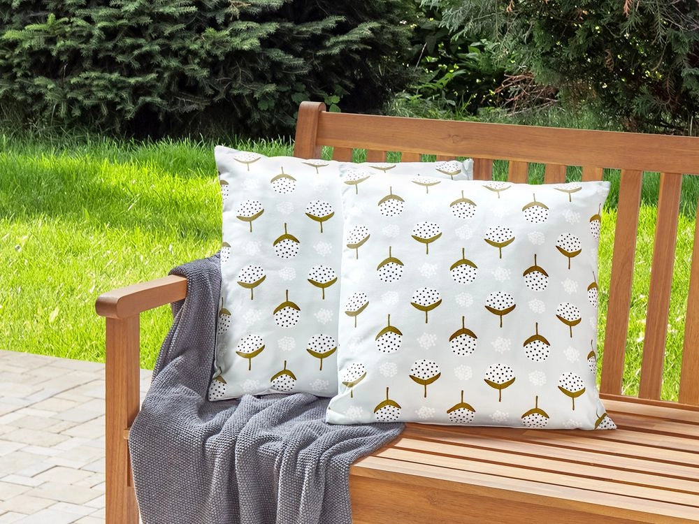 Set di 2 cuscini per esterni in poliestere verde chiaro 45 x 45 cm Cuscino da giardino quadrato con stampa geometrica