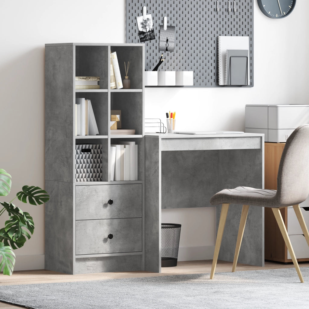 Scrivania con Stoccaggio Grigio Cemento Legno Ingegnerizzato