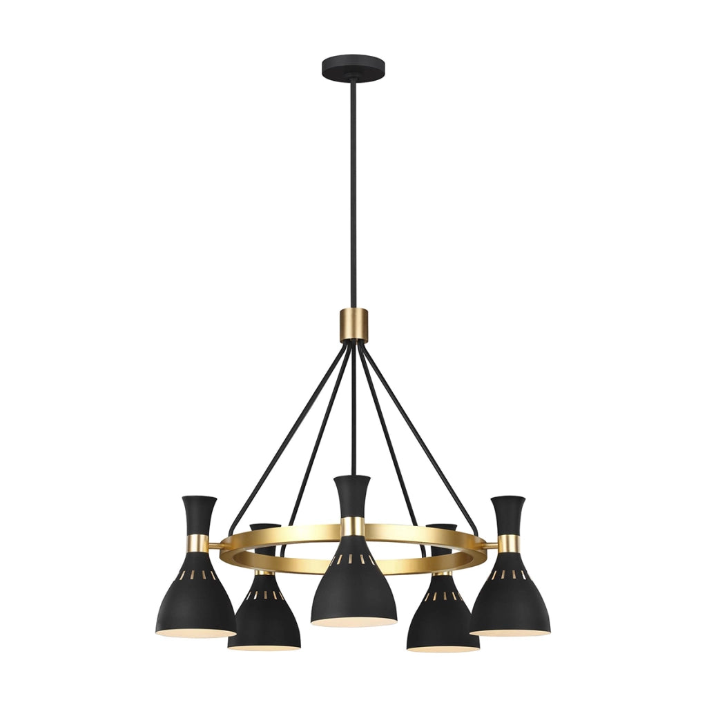 Lampadario Joan nero ottone ossidato 5xE27 60W Feiss