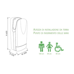 Asciugamani Elettrico con Fotocellula 1750W Vama Tornado Protech BF Bianco