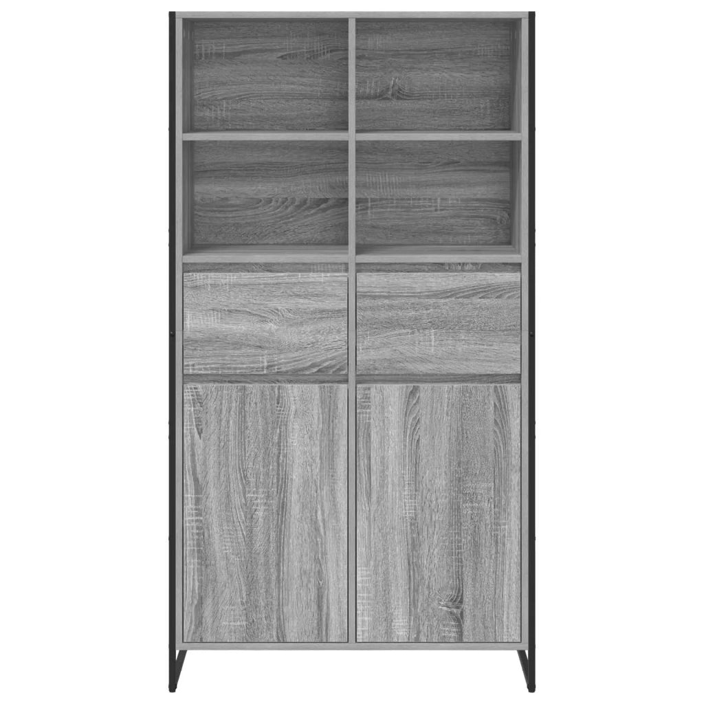 Credenza con cassetto 2 pz-Set di 2 Buffet-Armadio da cucina Grigio Sonoma 81 x 36 x 150.5 cm