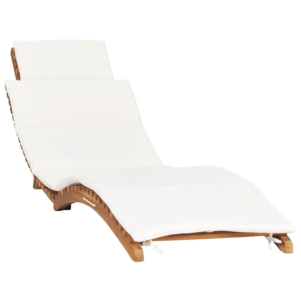 idaXL Lettino Prendisole Pieghevole con Cuscino Bianco Crema in Teak cod mxl 6446
