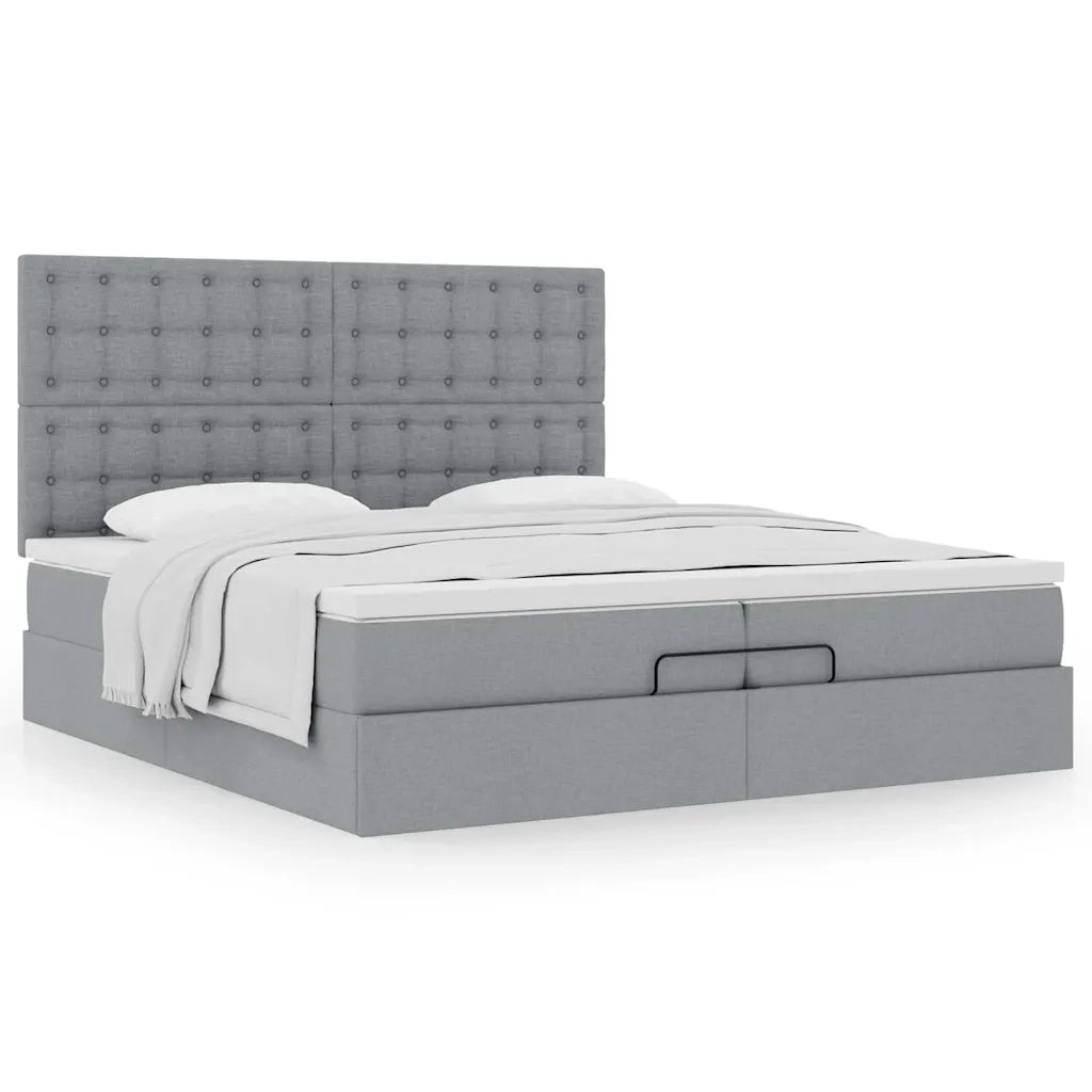 Struttura Letto Pouf con Materassi 200x200 cm in Tessuto 3313348