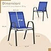 Set di 2/4 Sedie da Giardino, Poltrone in Tessuto Textilene per Esterno, Sedie Impilabili con Gambe in Metallo, Portata 150 kg, 56 x 70 x 84 cm (Blu,2)