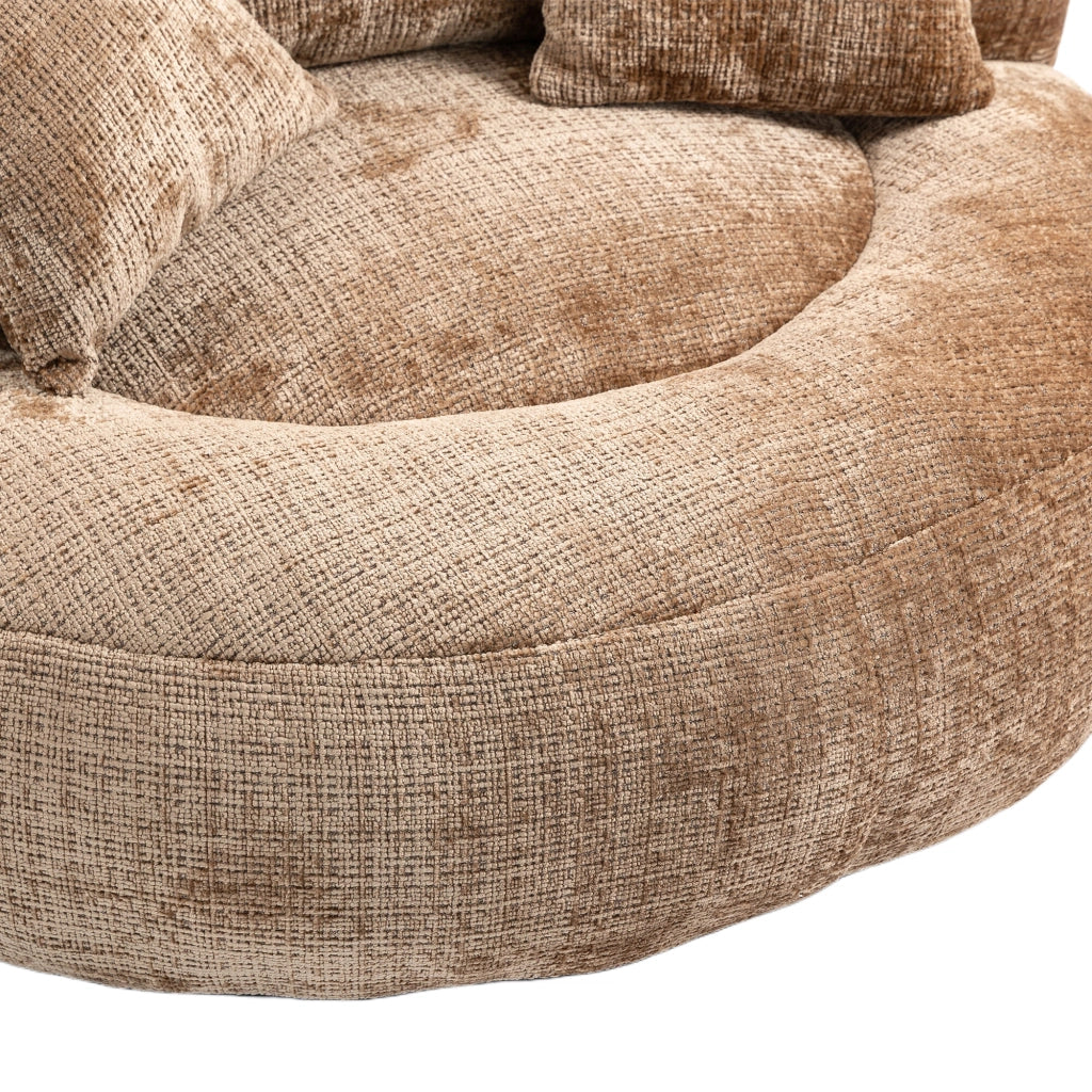 Poltrona Pouf Relax 1 Posto a Schienale Alto con Braccioli e 3 Cuscini Comfort Avvolgente in Ciniglia Caffè