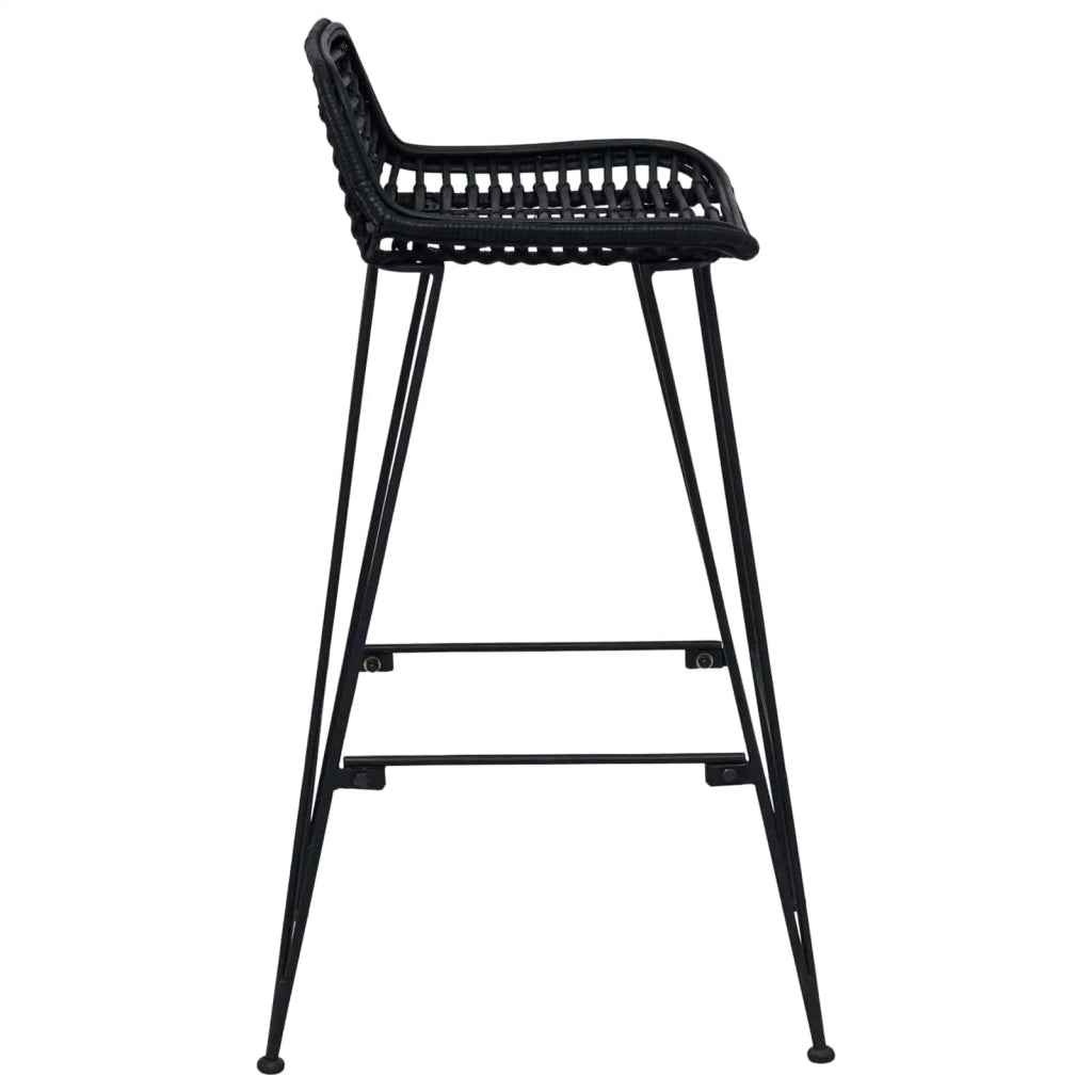 Sgabello da bar 2 pcs Nero 44 x 46 x 91 cm Rattan e acciaio 42033205