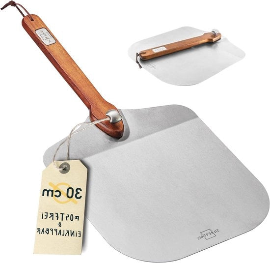 Spazzola per pizza in acciaio inossidabile - maniglia in legno di acacia - 30 cm
