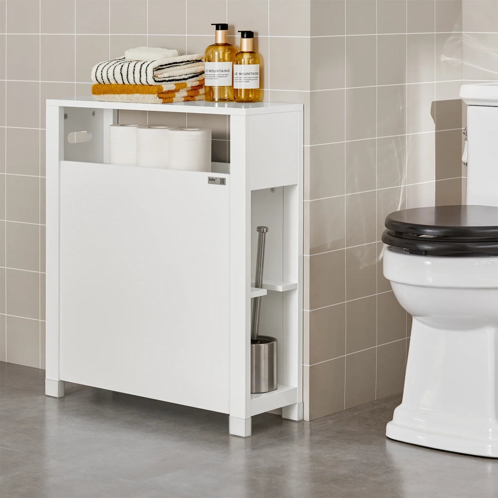 Mensola Salvaspazio con 2 cestelli grigi estraibili Mobiletto da bagno Bianco 20x60x70cm BZR83-W SoBuy