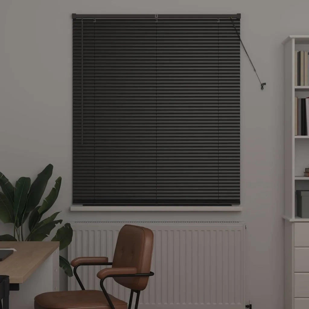 Tendaggi a Veneziana | Tenda a lamelle Nero 175 x 115 cm Alluminio