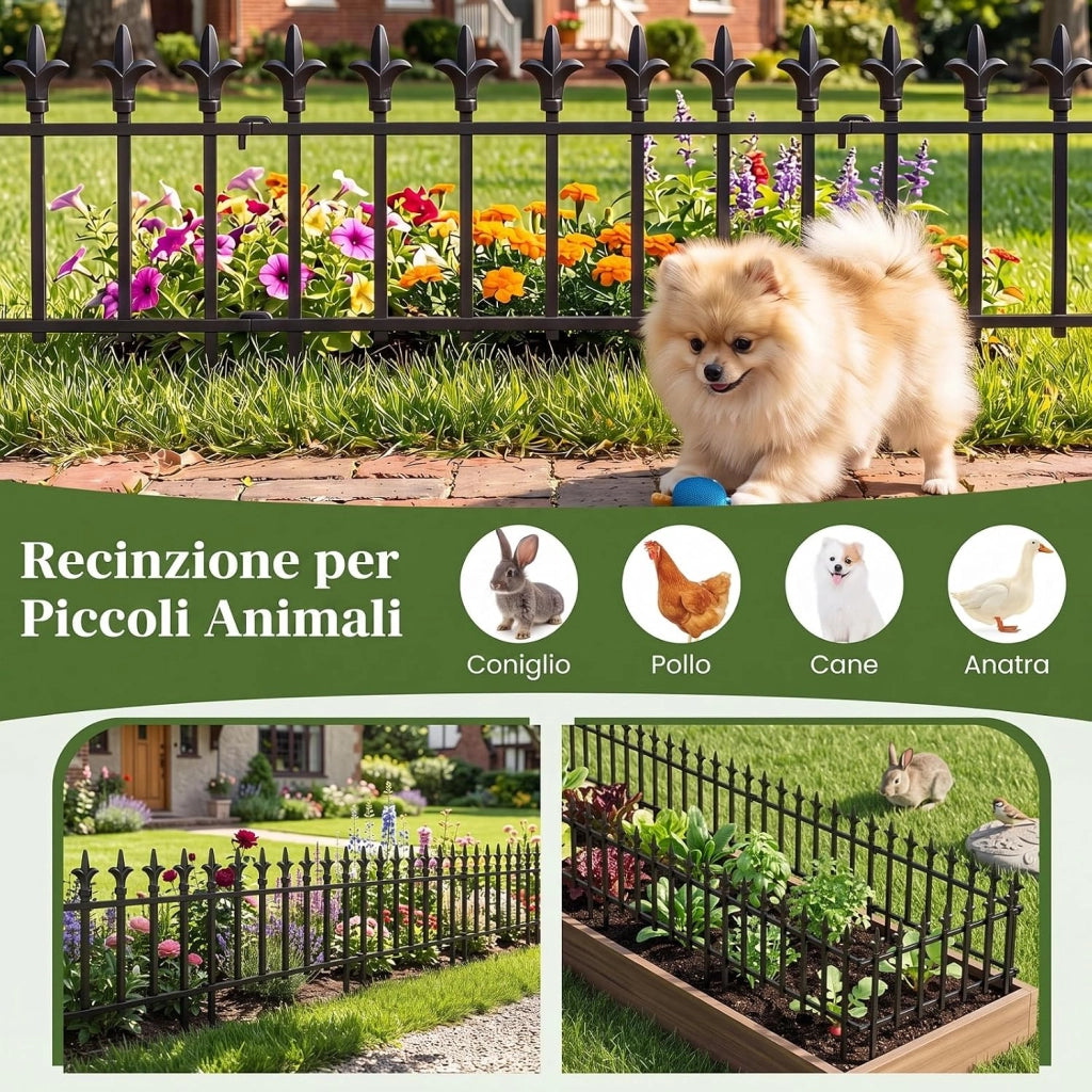 Recinzione da Giardino, Bordure per Aiuole in Metallo (5) | Recinto da Esterno Pieghevole e Flessibile, per Giardino e Cortile, 56 x 44 cm