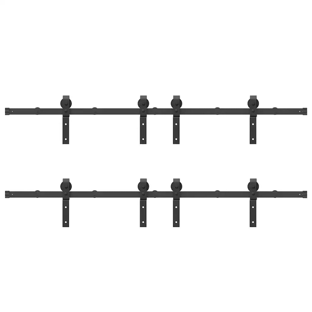 Kit di Binari per Porte Scorrevoli 400 cm Acciaio Nero CFW1480950