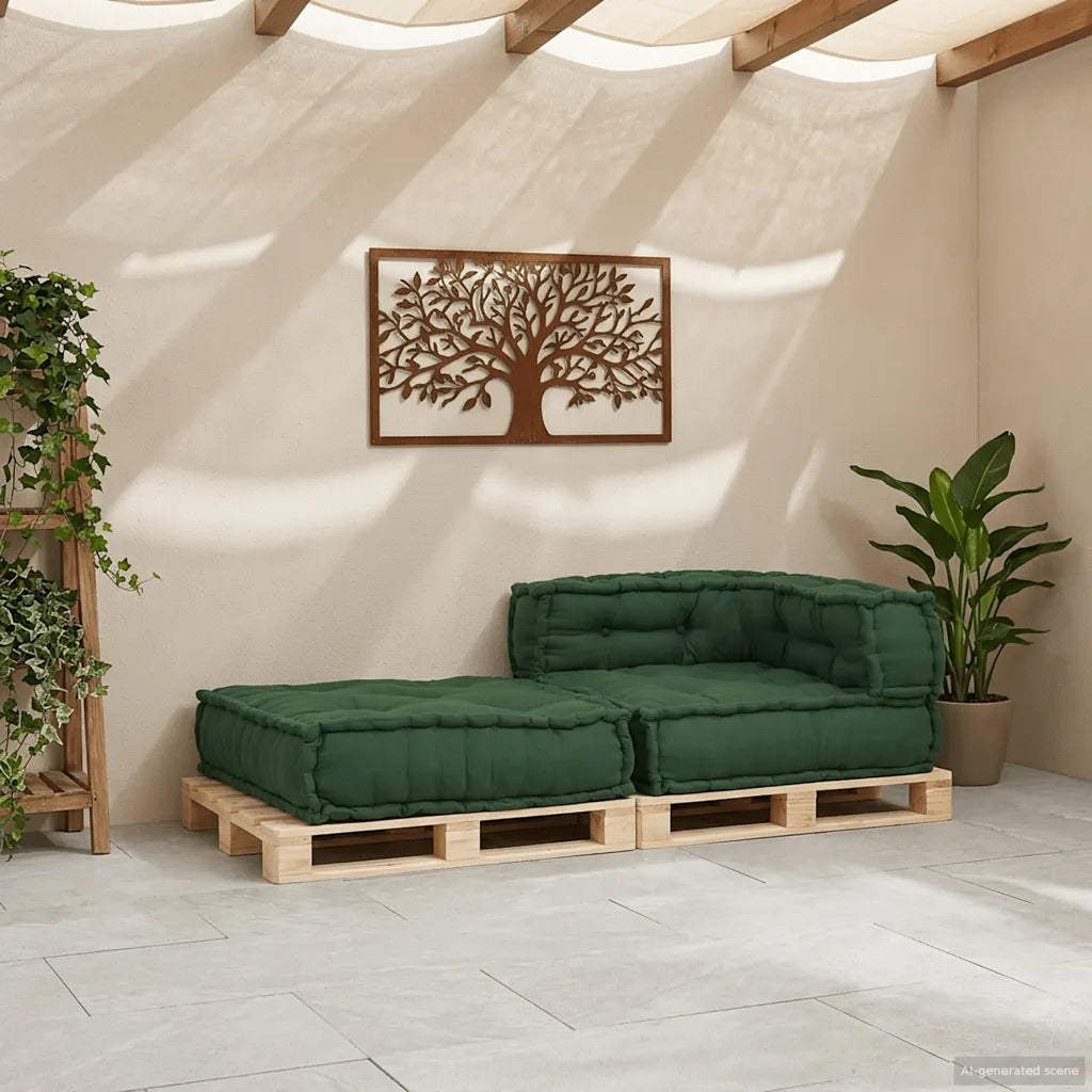 vidaXL Pouf Modulare Verde 70x70x54 in Tessuto