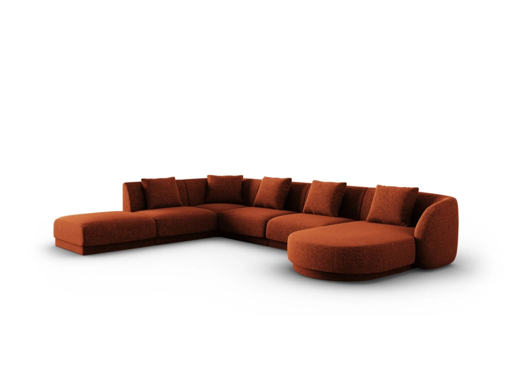 Cosmopolitan Design - Divano panoramico sinistro "Tulum" 6 posti in ciniglia terracotta 