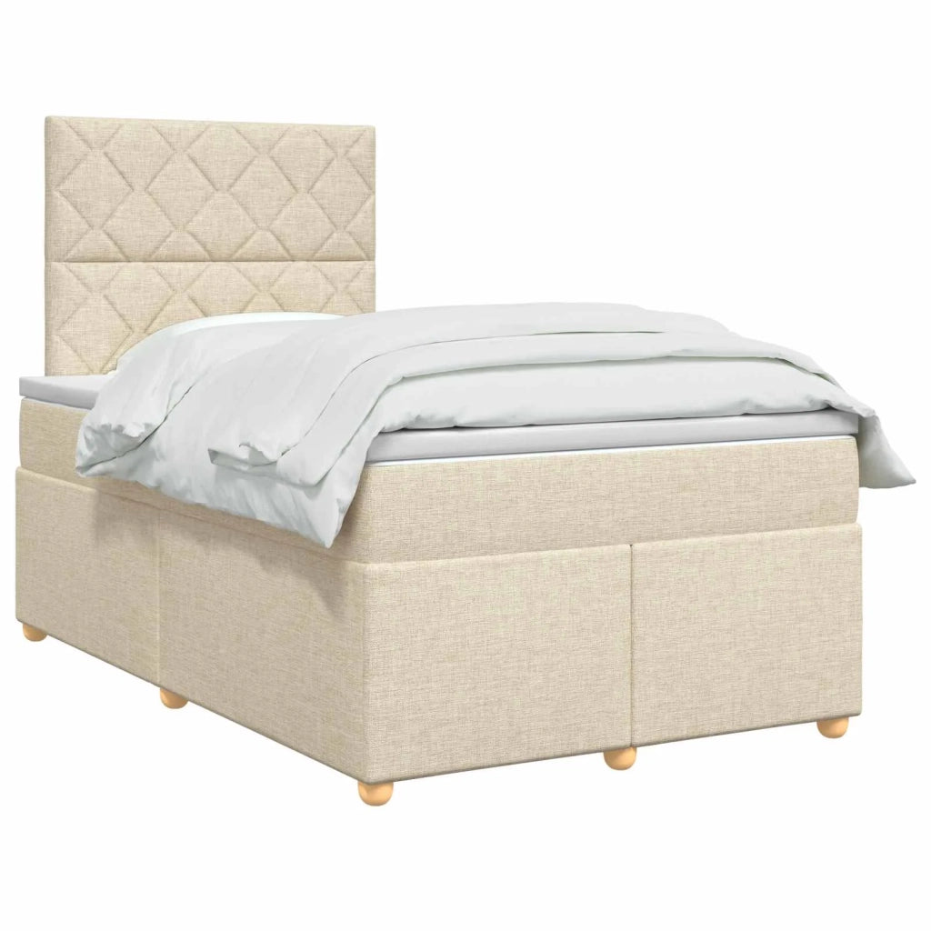 Letto box spring con materasso Crema 120 x 190 cm Tessuto 3453849