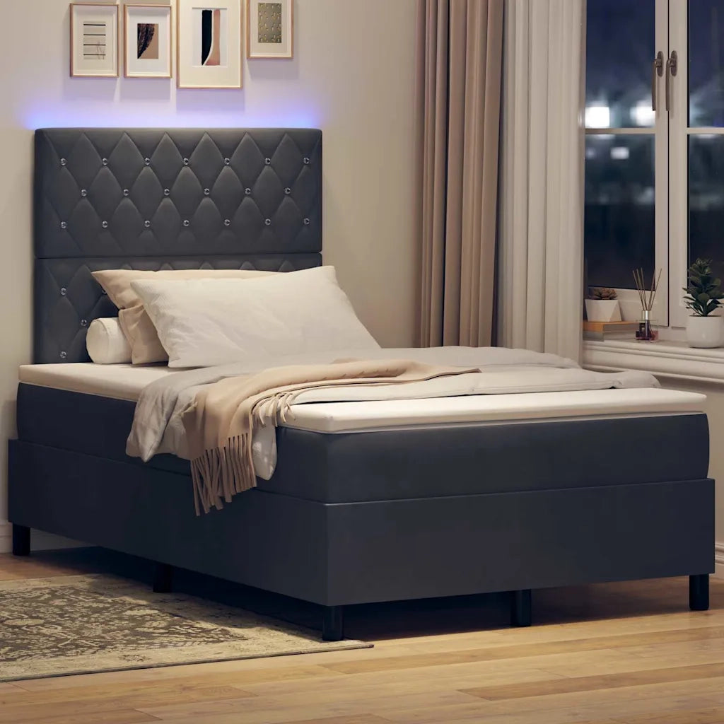 Letto a Sorgente LED Grigio scuro 120 x 200 cm Velluto 3343239