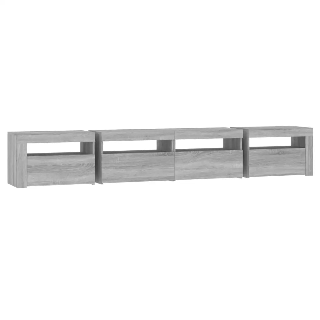 Mobile Porta TV con Luci LED Grigio Sonoma 240x35x40 cm 3152768
