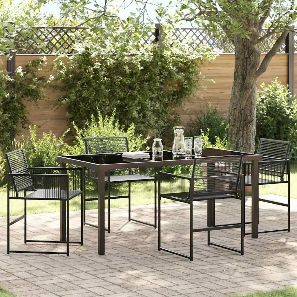 Set da Pranzo per Giardino 5 pcs Nero