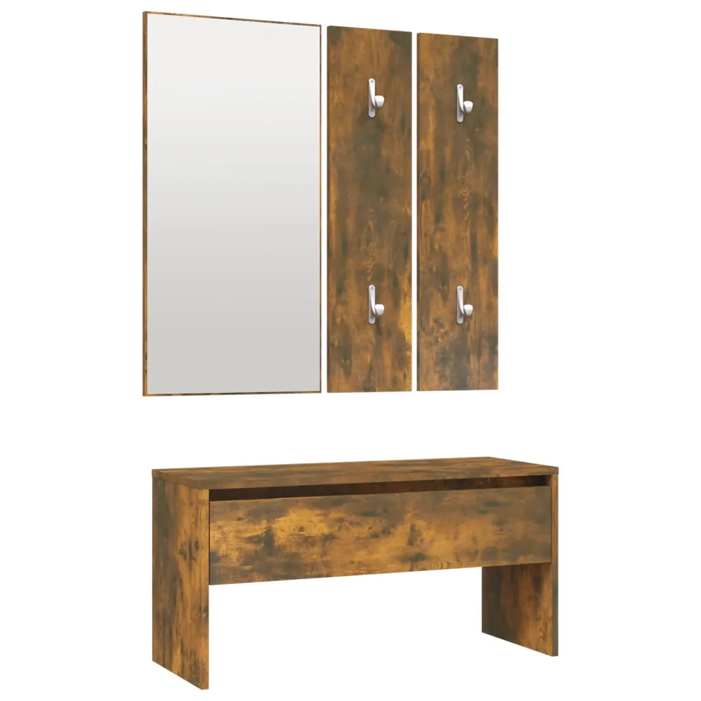 Set di Mobili da Corridoio Rovere Fumo in Legno Multistrato 3120200