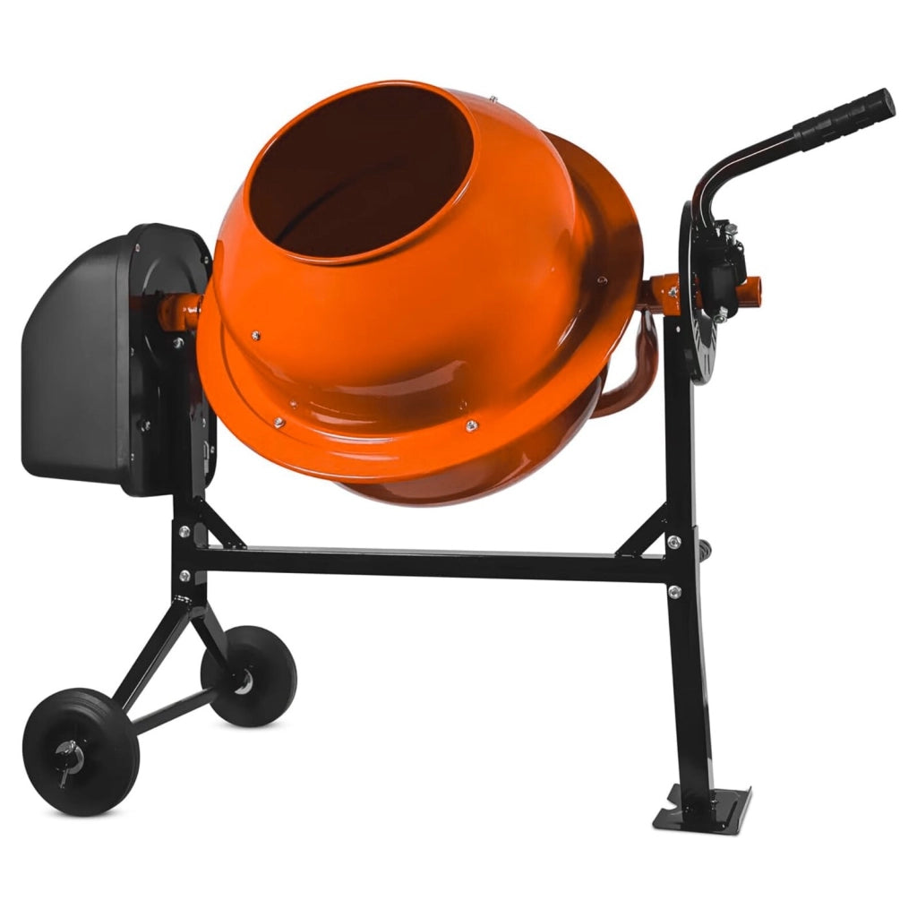 Betoniera Elettrica 70 Litri 220 Watt Impastatrice Miscelatore Cemento Con 2 Ruote E Certificazione CE Telaio In Acciaio Per Malta Calcestruzzo 30 Giri Al Minuto Colore Arancione
