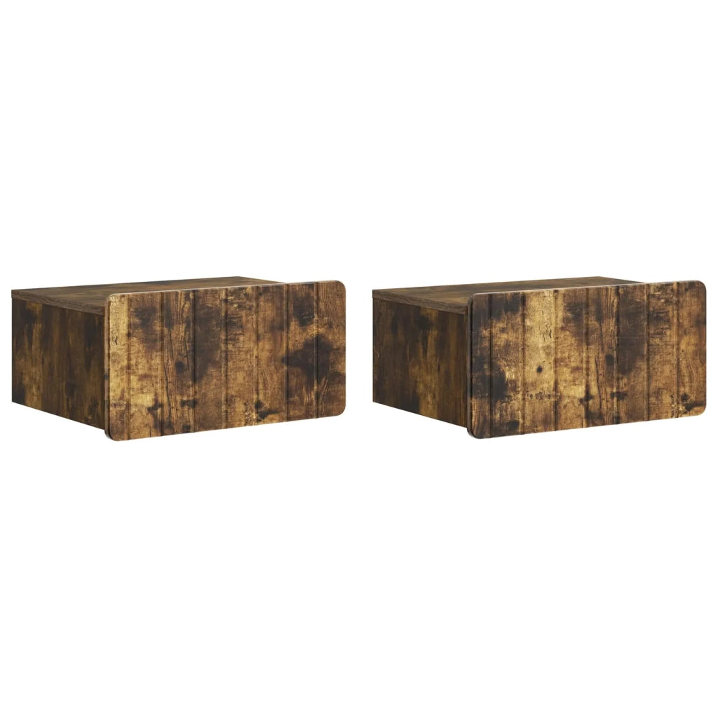 Mobiletto da notte a muro 2 pcs Rovere Fumo 49 x 34,5 x 24 cm 898286