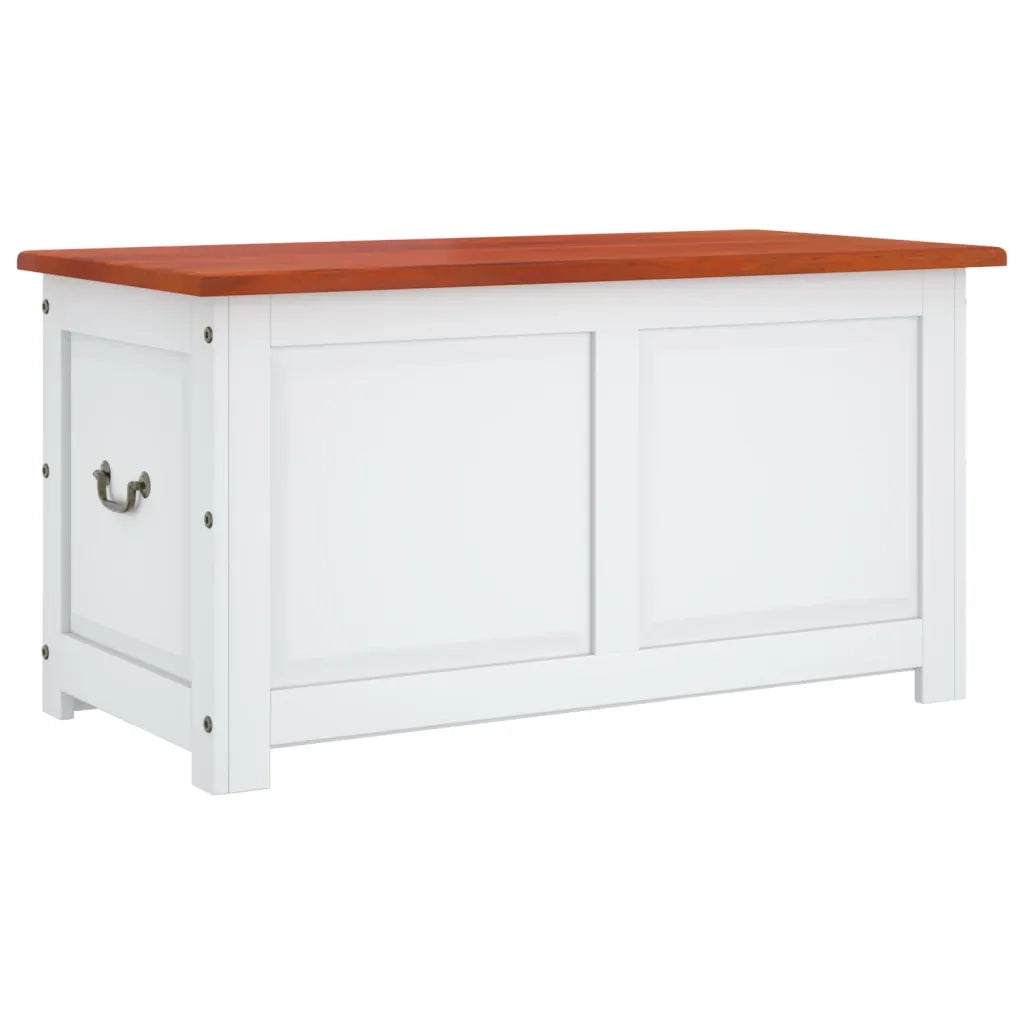 Cassapanca con Coperchio-Baule-Armadietto contenitore Marrone e Bianco Legno Massello Acacia 105340