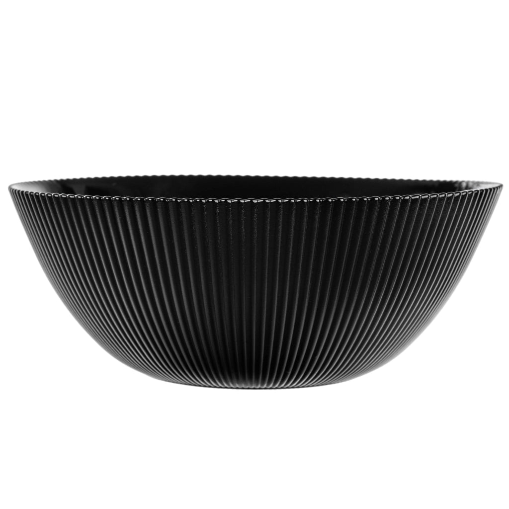 Ciotola da insalata KADAX 20 cm in vetro per zuppe, snack, antipasti, nera, scanalata