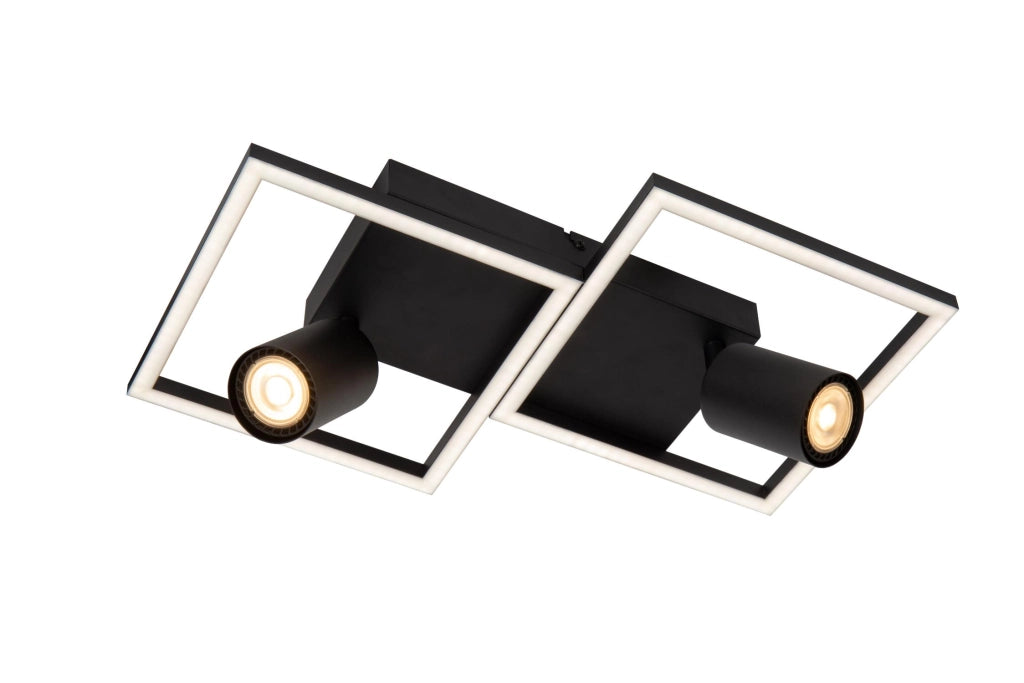 Plafoniera nera geometrica 2xGU10 + LED Lucide ARIANNE